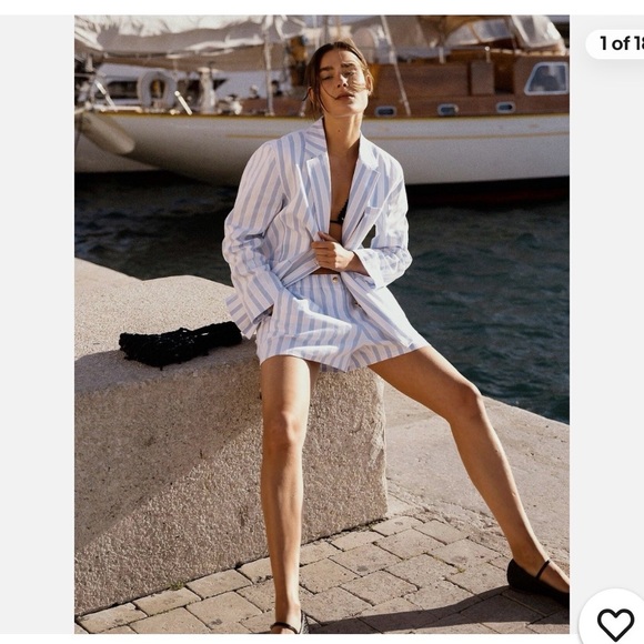 J. Crew Light Blue and White Striped Blazer - Picture 2 of 11